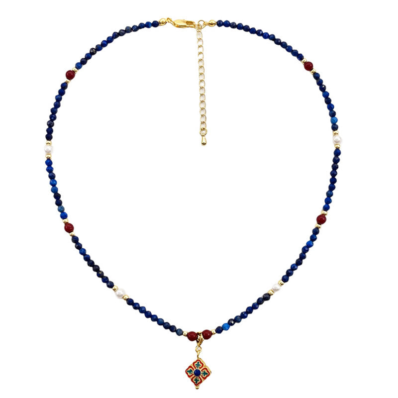 Collana con ciondolo positivo in perle di lazurite e pietre Buddha Stones - image 8