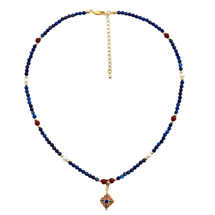 Collana con ciondolo positivo in perle di lazurite e pietre Buddha Stones - image 8