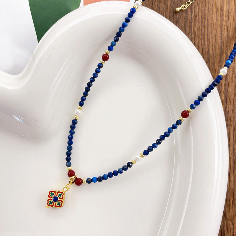 Collana con ciondolo positivo in perle di lazurite e pietre Buddha Stones - image 7