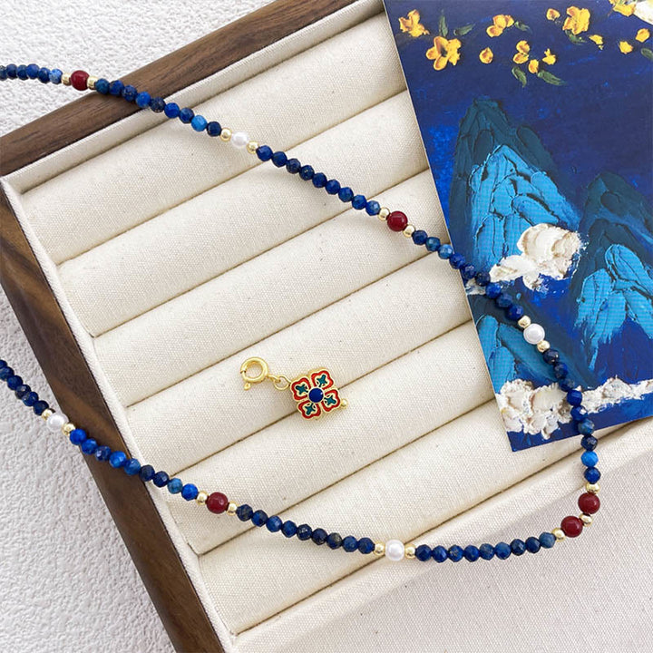 Collana con ciondolo positivo in perle di lazurite e pietre Buddha Stones - image 3