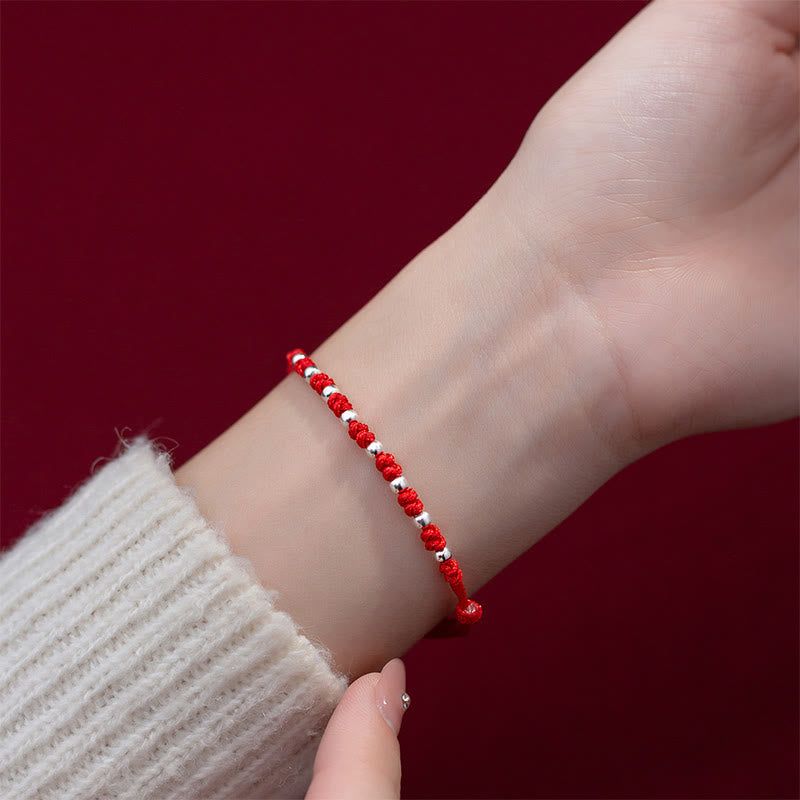 Braccialetto portafortuna regolabile con perline in argento sterling 925 e cordino rosso Buddha Stones - image 15