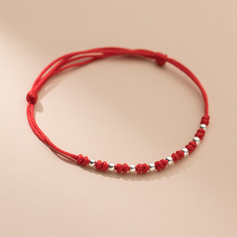 Braccialetto portafortuna regolabile con perline in argento sterling 925 e cordino rosso Buddha Stones - image 7