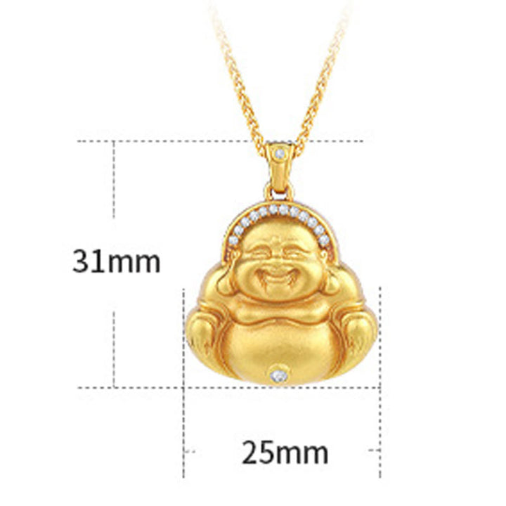 Collana con ciondolo della felicità in rame con motivo Buddha Stones che ride - image 7