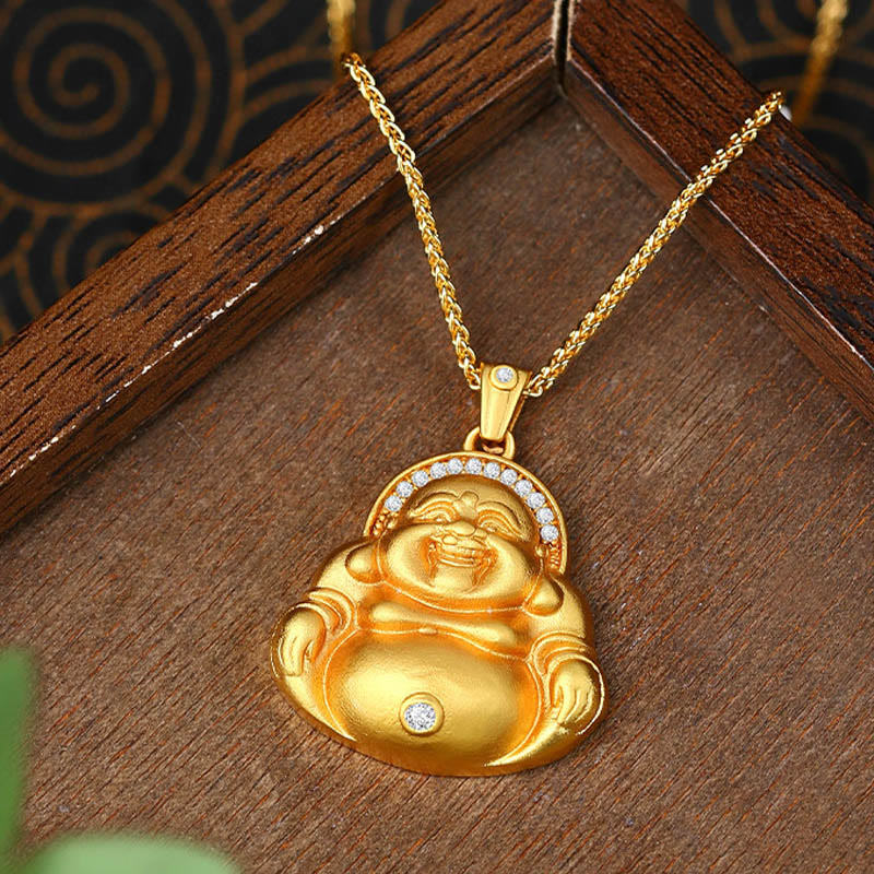 Collana con ciondolo della felicità in rame con motivo Buddha Stones che ride - image 2