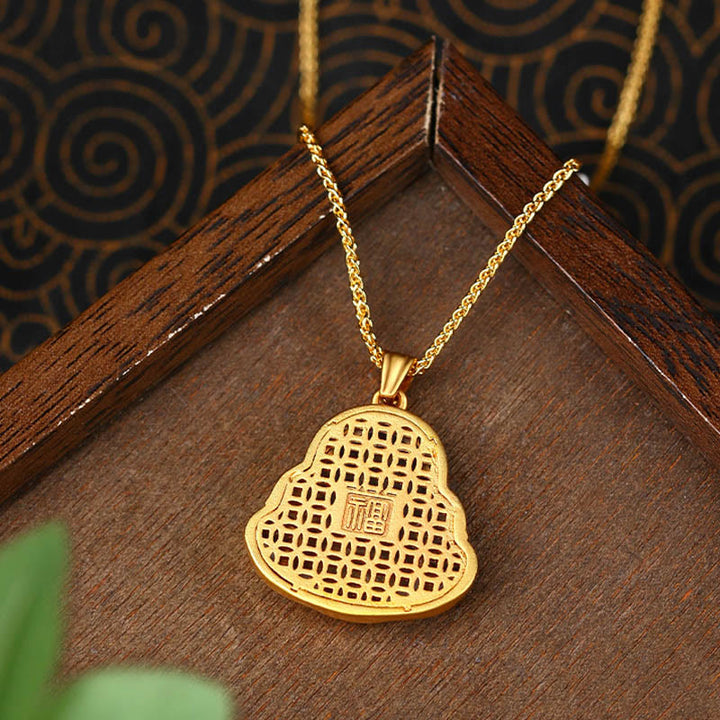 Collana con ciondolo della felicità in rame con motivo Buddha Stones che ride - image 3
