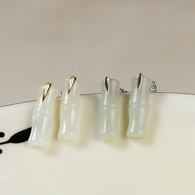 Buddha Stones Bamboo Hetian Jade Foglia Argento Sterling 925 Ricchezza - image 14
