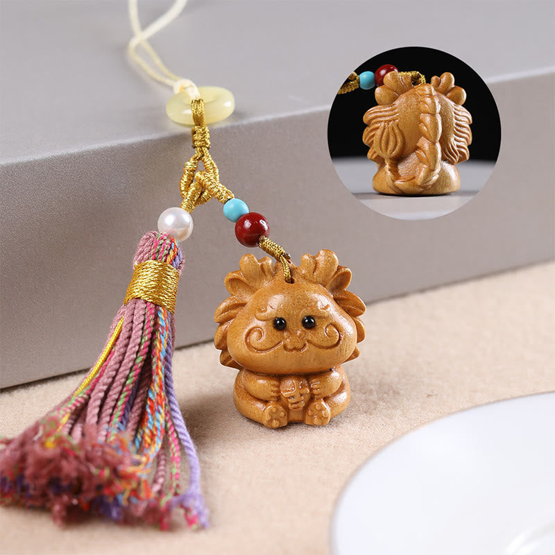 Portachiavi con nappe colorate, Buddha Stones, sandalo, 12 simboli dello zodiaco cinese, benedizione - image 3