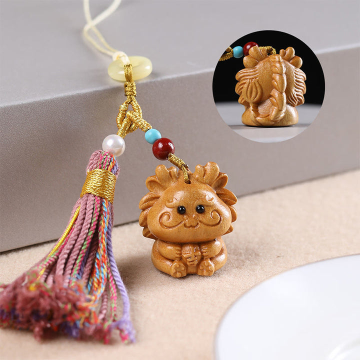 Portachiavi con nappe colorate, Buddha Stones, sandalo, 12 simboli dello zodiaco cinese, benedizione - image 3