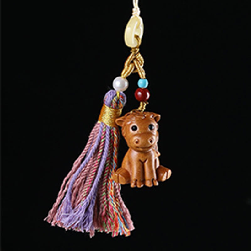 Portachiavi con nappe colorate, Buddha Stones, sandalo, 12 simboli dello zodiaco cinese, benedizione - image 24