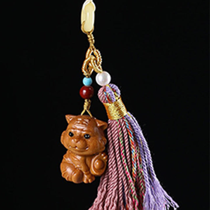 Portachiavi con nappe colorate, Buddha Stones, sandalo, 12 simboli dello zodiaco cinese, benedizione - image 18