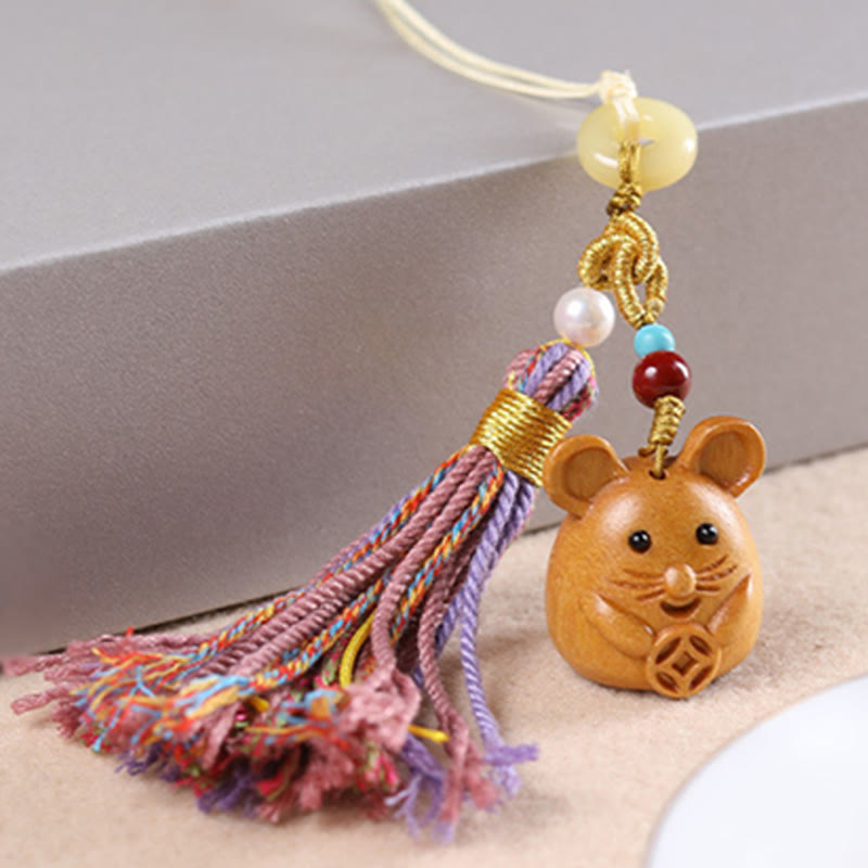 Portachiavi con nappe colorate, Buddha Stones, sandalo, 12 simboli dello zodiaco cinese, benedizione - image 10