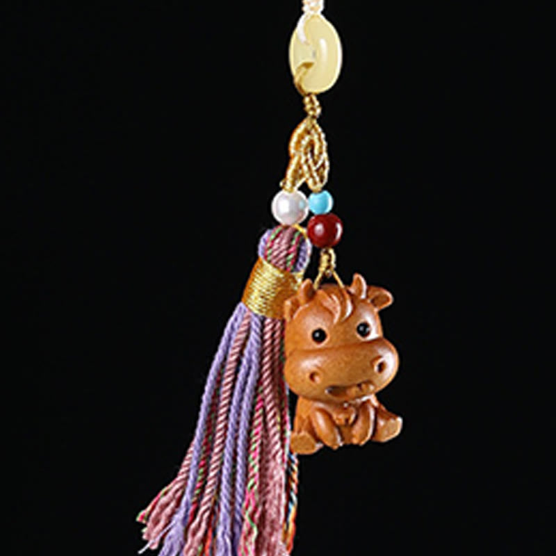 Portachiavi con nappe colorate, Buddha Stones, sandalo, 12 simboli dello zodiaco cinese, benedizione - image 13