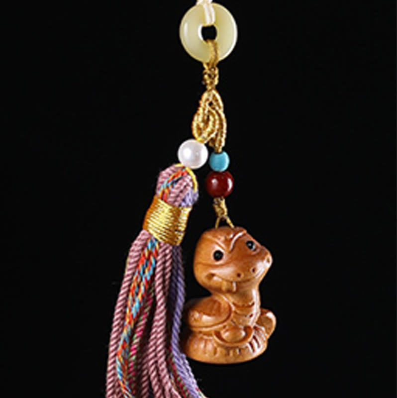 Portachiavi con nappe colorate, Buddha Stones, sandalo, 12 simboli dello zodiaco cinese, benedizione - image 22