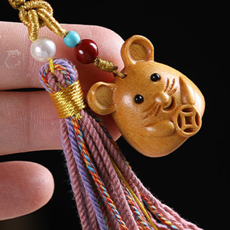 Portachiavi con nappe colorate, Buddha Stones, sandalo, 12 simboli dello zodiaco cinese, benedizione - image 8