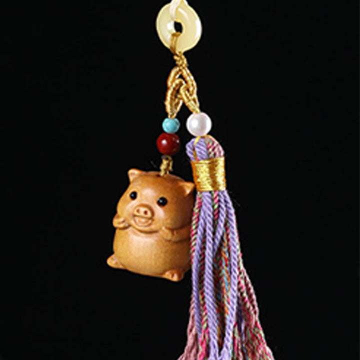 Portachiavi con nappe colorate, Buddha Stones, sandalo, 12 simboli dello zodiaco cinese, benedizione - image 34