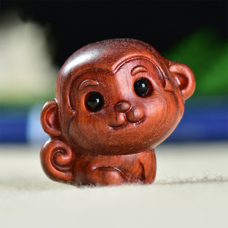 Buddha Stones, sandalo verde, piccola foglia, sandalo rosso, simpatici animali scimmia, decorazione della pace - Scimmia di sandalo rosso a foglia piccola (28*28*22mm) - image 11