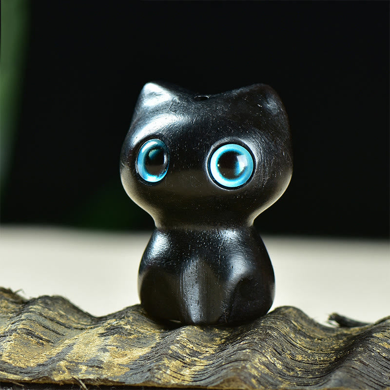 Buddha Stones in legno di ebano, piccola foglia, sandalo rosso, simpatici animali da gatto, decorazione calma - Legno di ebano (33*24*21mm) - image 0