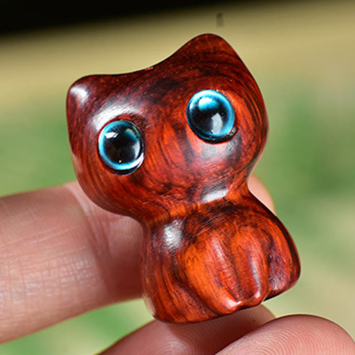 Buddha Stones in legno di ebano, piccola foglia, sandalo rosso, simpatici animali da gatto, decorazione calma - image 11