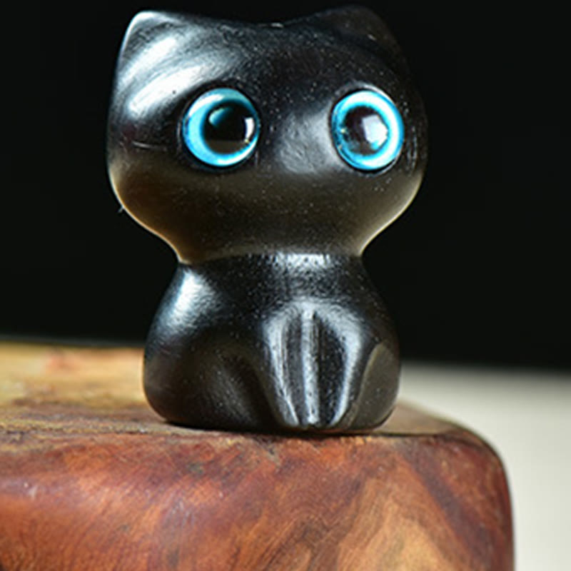 Buddha Stones in legno di ebano, piccola foglia, sandalo rosso, simpatici animali da gatto, decorazione calma - image 1