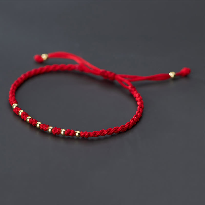 Braccialetto di protezione intrecciato con perline in argento sterling 925 placcato oro e cordino rosso Buddha Stones - image 9