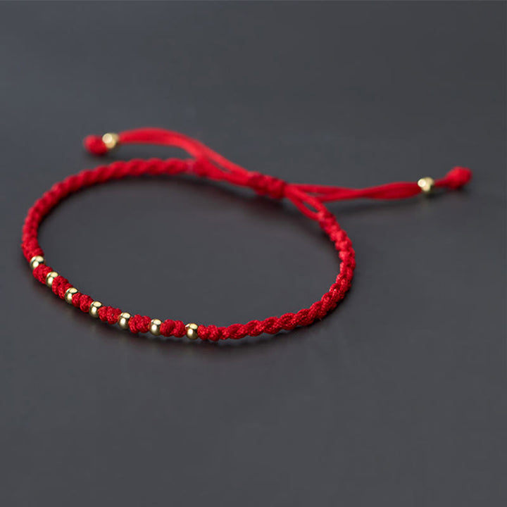 Braccialetto di protezione intrecciato con perline in argento sterling 925 placcato oro e cordino rosso Buddha Stones - image 9