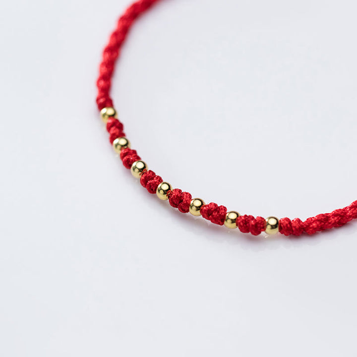 Braccialetto di protezione intrecciato con perline in argento sterling 925 placcato oro e cordino rosso Buddha Stones - image 15