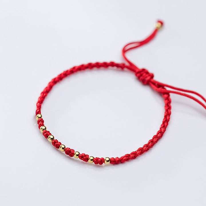 Braccialetto di protezione intrecciato con perline in argento sterling 925 placcato oro e cordino rosso Buddha Stones - image 12