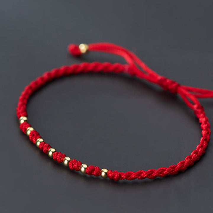 Braccialetto di protezione intrecciato con perline in argento sterling 925 placcato oro e cordino rosso Buddha Stones - image 12