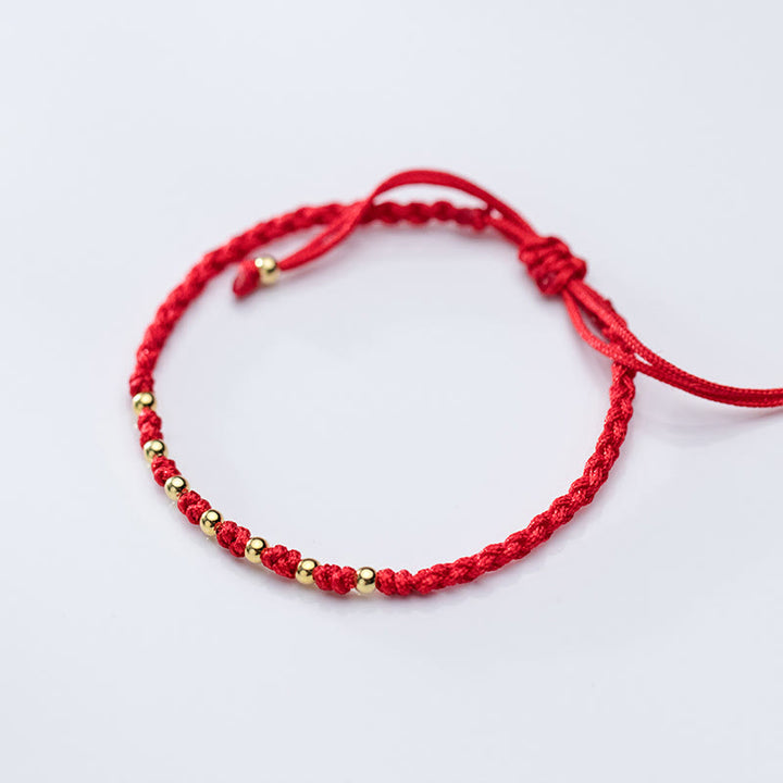 Braccialetto di protezione intrecciato con perline in argento sterling 925 placcato oro e cordino rosso Buddha Stones - image 10