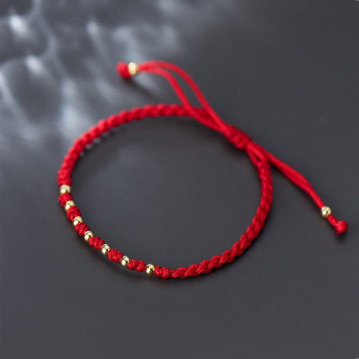 Braccialetto di protezione intrecciato con perline in argento sterling 925 placcato oro e cordino rosso Buddha Stones - image 8