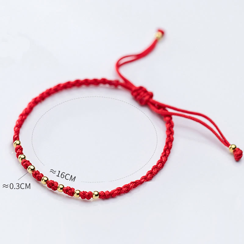 Braccialetto di protezione intrecciato con perline in argento sterling 925 placcato oro e cordino rosso Buddha Stones - image 14