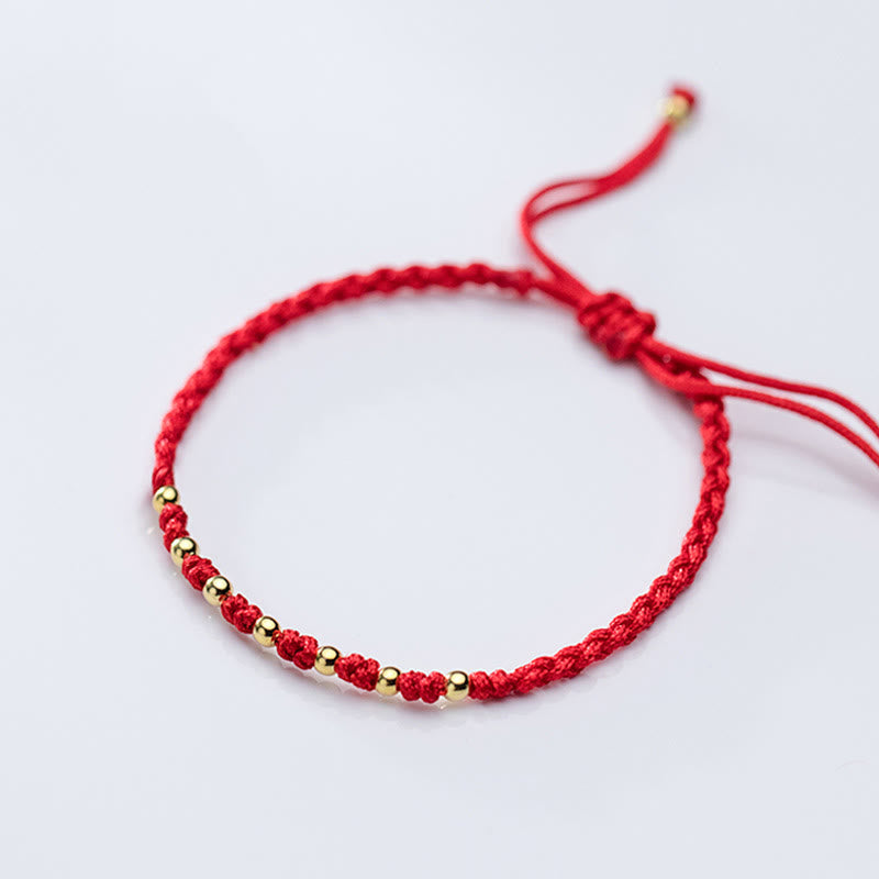 Braccialetto di protezione intrecciato con perline in argento sterling 925 placcato oro e cordino rosso Buddha Stones - image 11