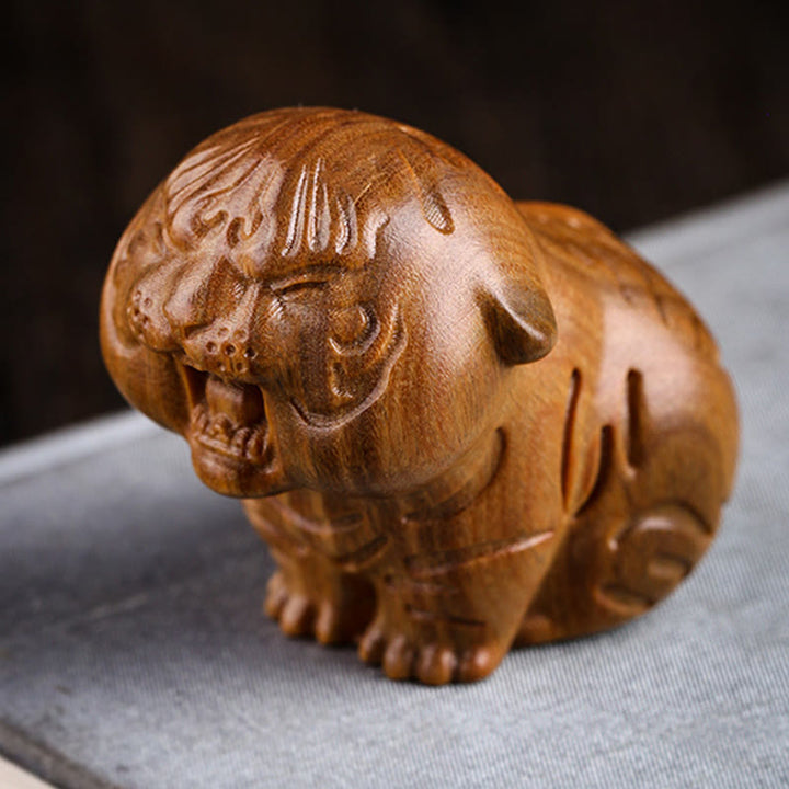 Buddha Stones Sandalo verde Animali carini Tigre Decorazione positiva - image 8