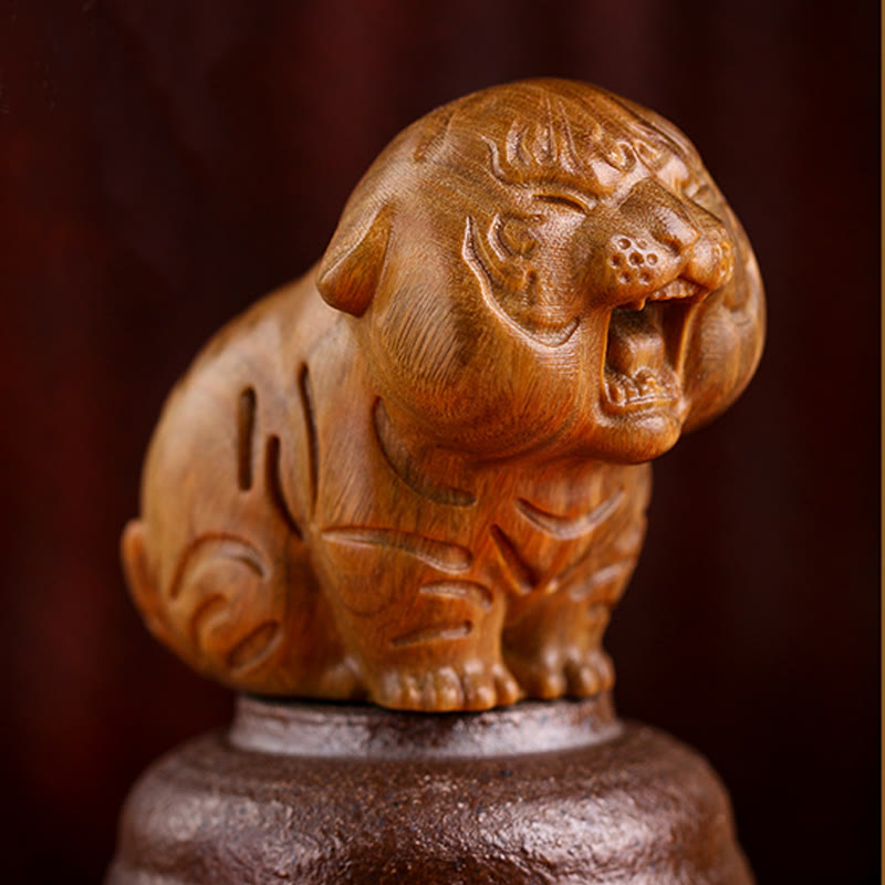 Buddha Stones Sandalo verde Animali carini Tigre Decorazione positiva - image 3