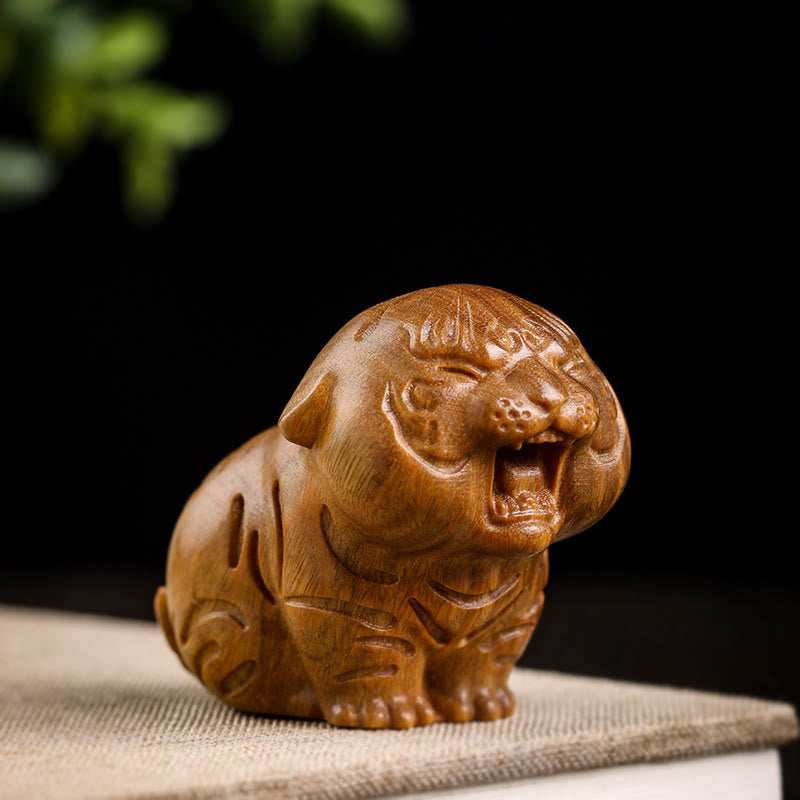 Buddha Stones Sandalo verde Animali carini Tigre Decorazione positiva - image 9