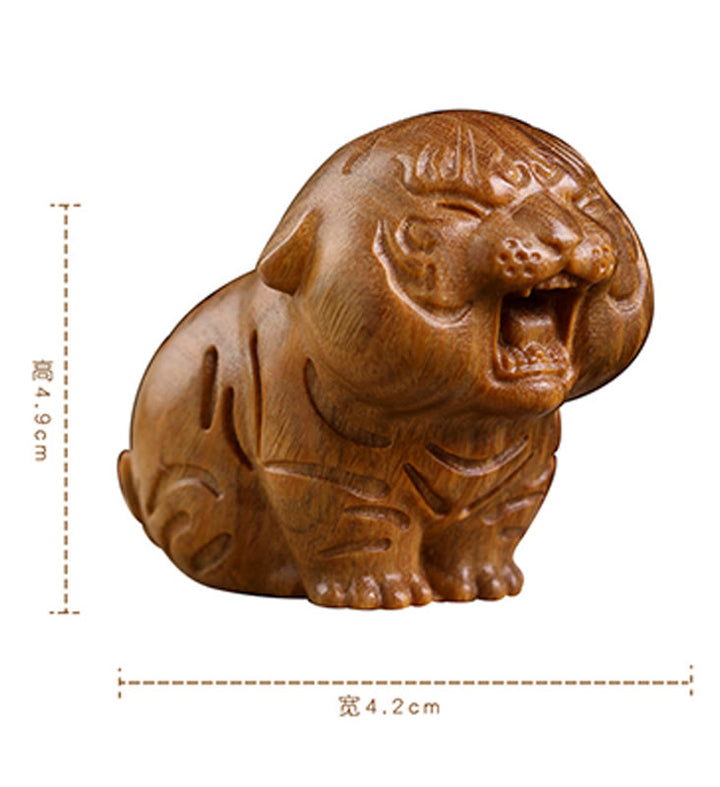 Buddha Stones Sandalo verde Animali carini Tigre Decorazione positiva - image 12