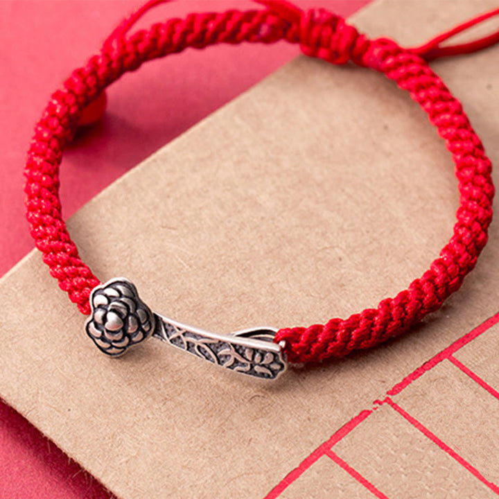 Braccialetto della fortuna intrecciato con filo rosso "Ruyi As One Wishes" in argento sterling 925 con Buddha Stones - image 8