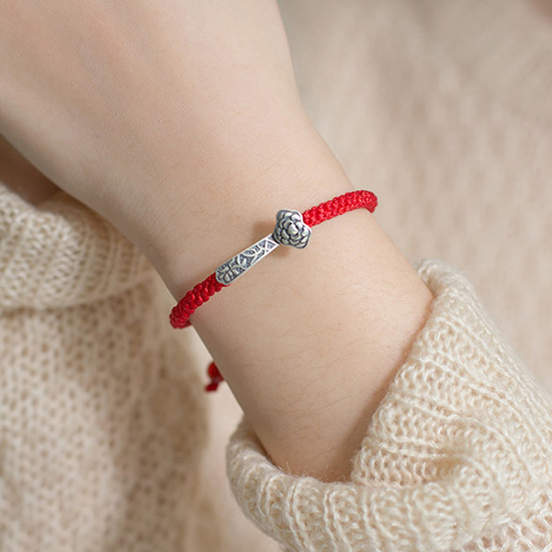 Braccialetto della fortuna intrecciato con filo rosso "Ruyi As One Wishes" in argento sterling 925 con Buddha Stones - image 14