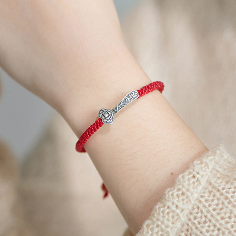 Braccialetto della fortuna intrecciato con filo rosso "Ruyi As One Wishes" in argento sterling 925 con Buddha Stones - image 12