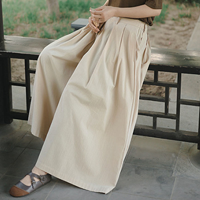 Pantaloni larghi da donna in cotone casual e tinta unita Buddha Stones con tasche - image 6