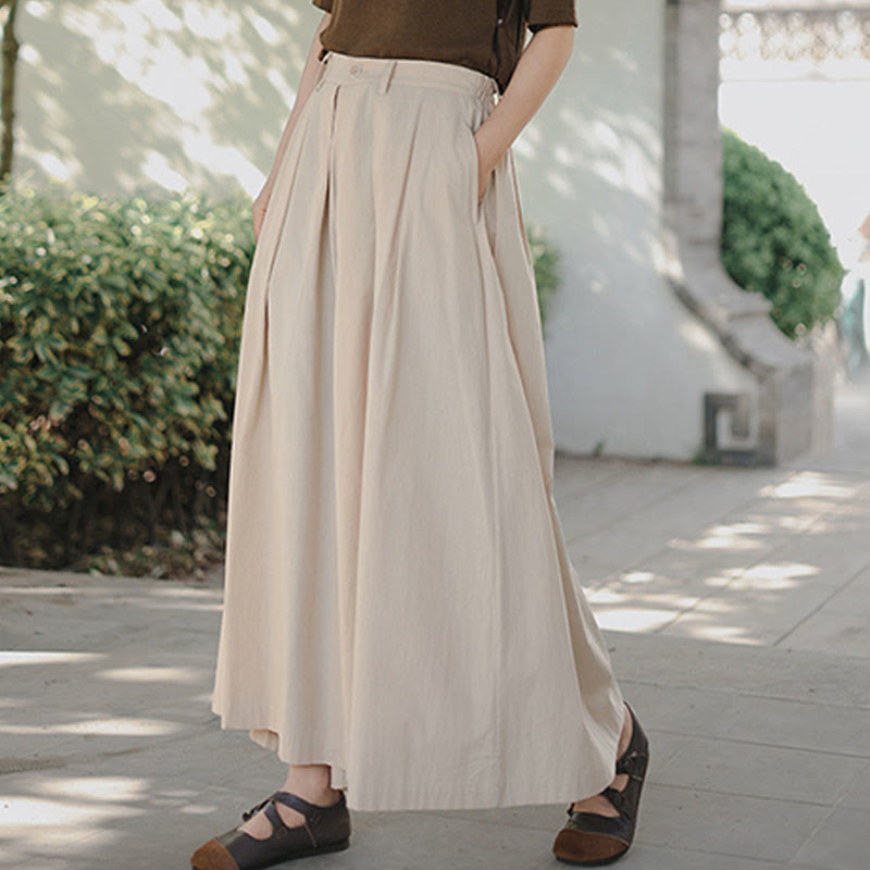 Pantaloni larghi da donna in cotone casual e tinta unita Buddha Stones con tasche - image 3