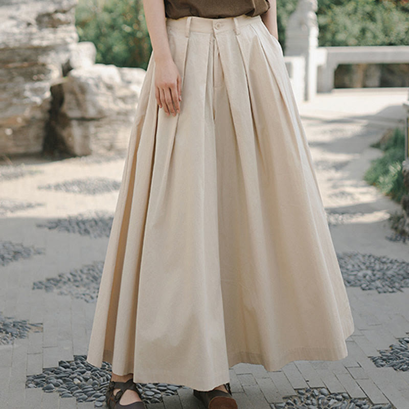 Pantaloni larghi da donna in cotone casual e tinta unita Buddha Stones con tasche - image 3