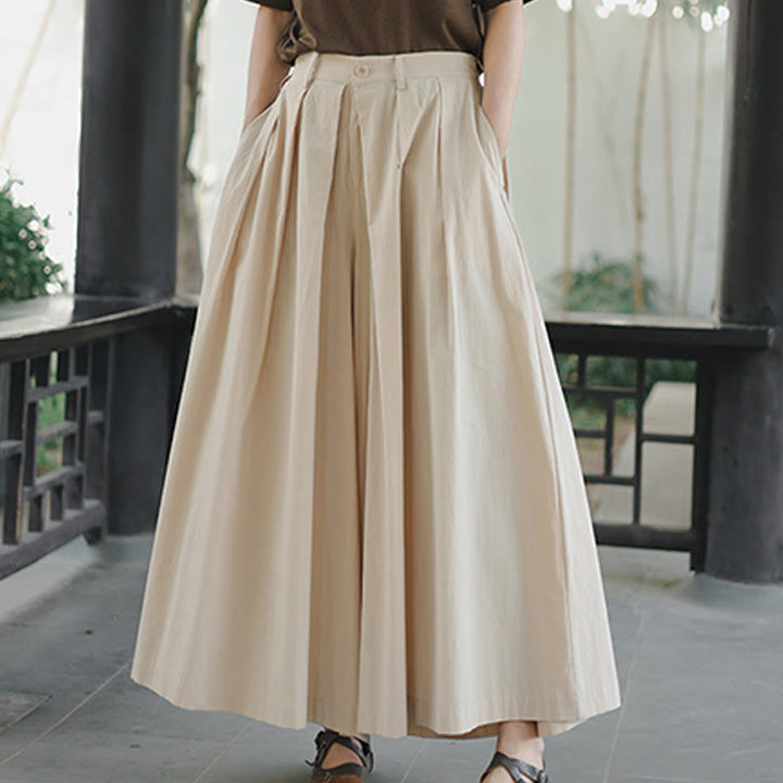 Pantaloni larghi da donna in cotone casual e tinta unita Buddha Stones con tasche - image 8