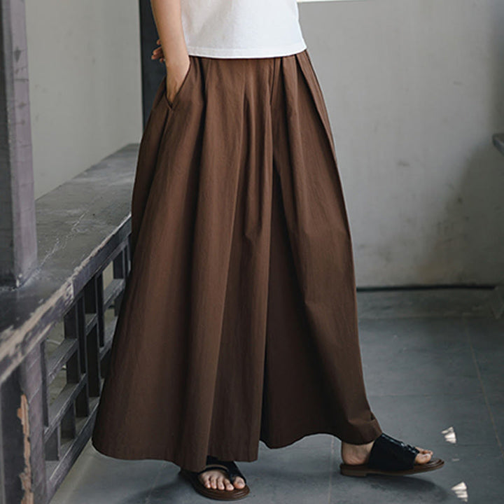 Pantaloni larghi da donna in cotone casual e tinta unita Buddha Stones con tasche - image 24