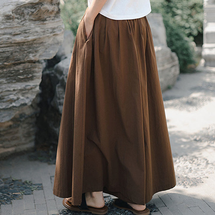 Pantaloni larghi da donna in cotone casual e tinta unita Buddha Stones con tasche - image 19