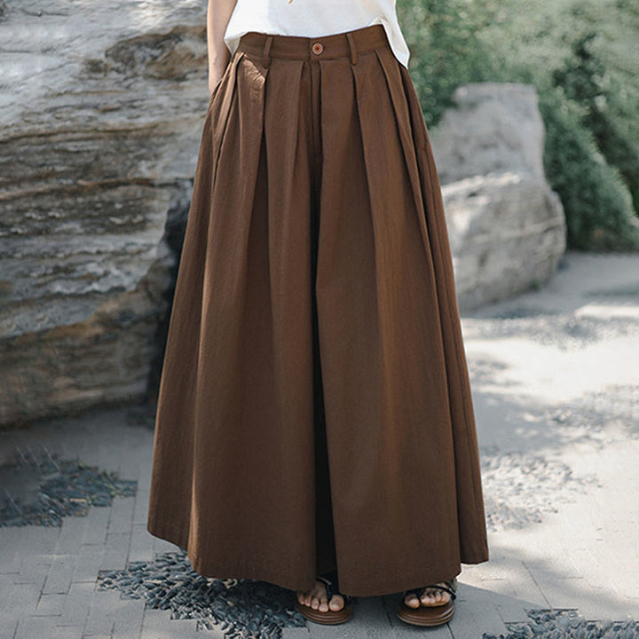 Pantaloni larghi da donna in cotone casual e tinta unita Buddha Stones con tasche - image 21