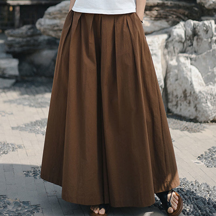 Pantaloni larghi da donna in cotone casual e tinta unita Buddha Stones con tasche - image 17