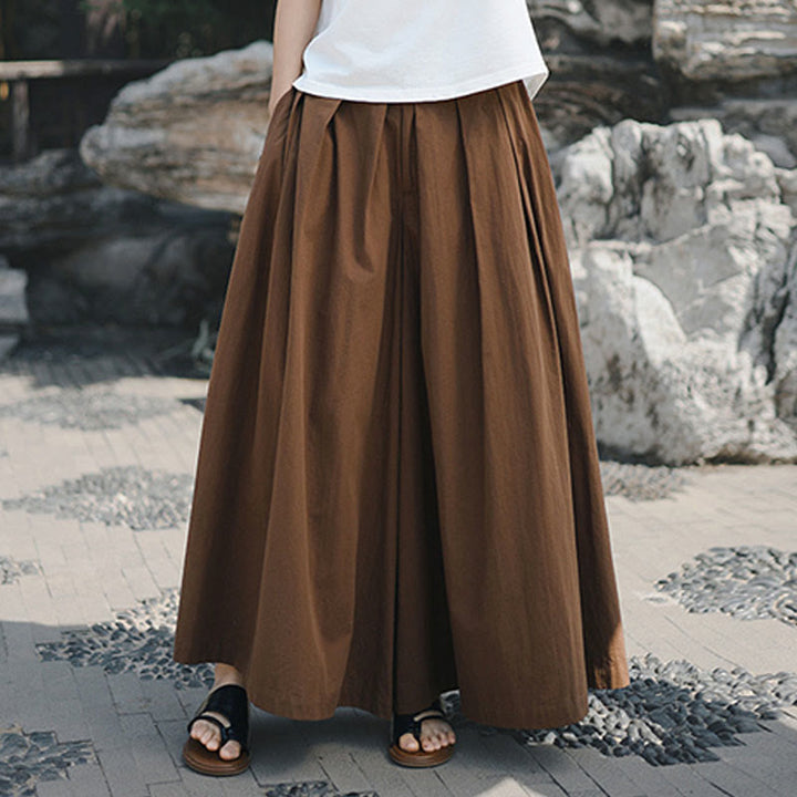 Pantaloni larghi da donna in cotone casual e tinta unita Buddha Stones con tasche - image 25