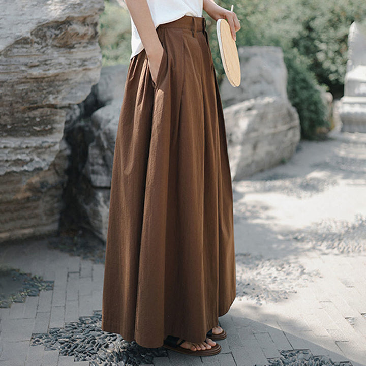 Pantaloni larghi da donna in cotone casual e tinta unita Buddha Stones con tasche - image 16