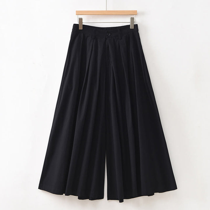 Pantaloni larghi da donna in cotone casual e tinta unita Buddha Stones con tasche - Nero - US12, UK/AU16, EU44 (2XL) - image 26